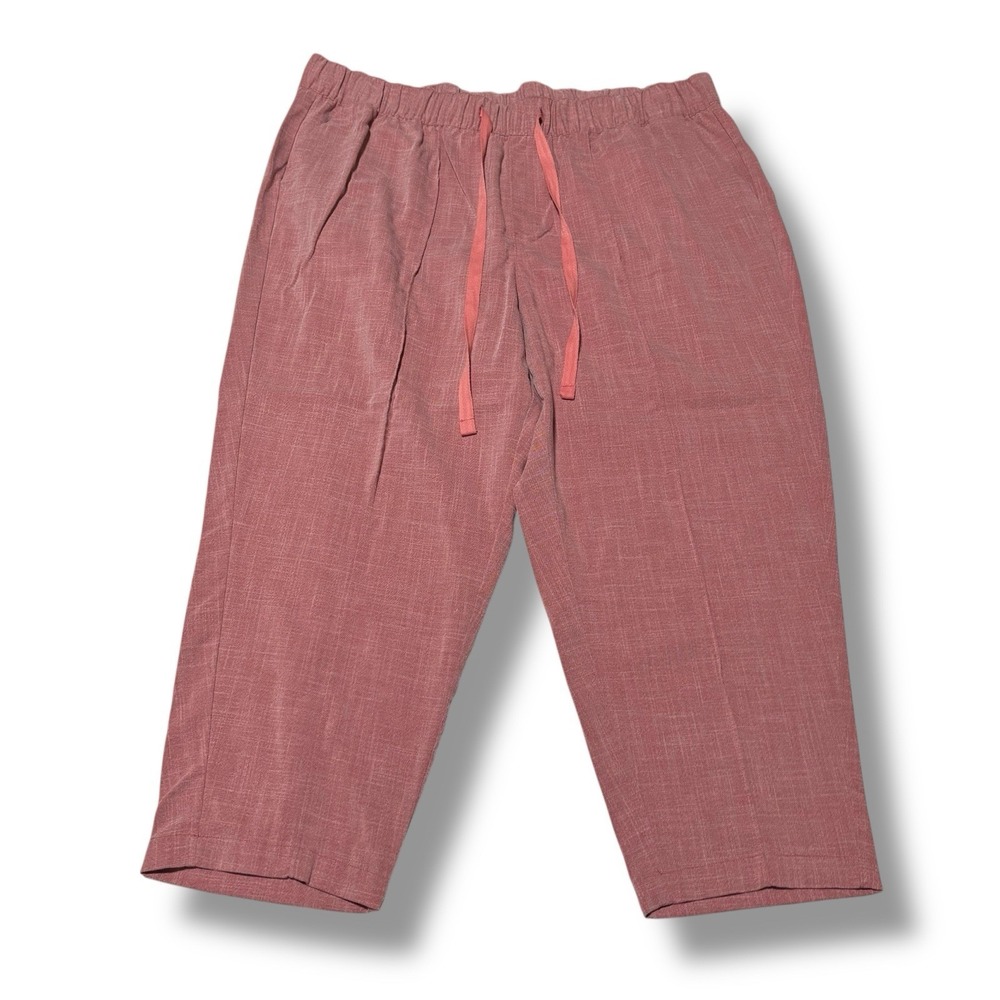 AVA & VIV Women's Drawstring Pull On Trouser Pants Red Relaxed Size 2X 42‎ x 25